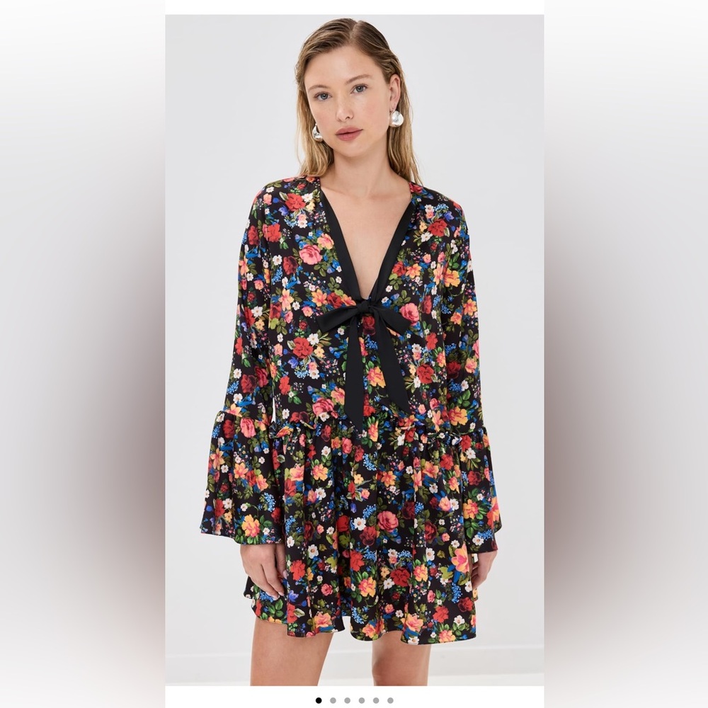 Floral V-Neck Dress with Bow